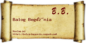 Balog Begónia névjegykártya
